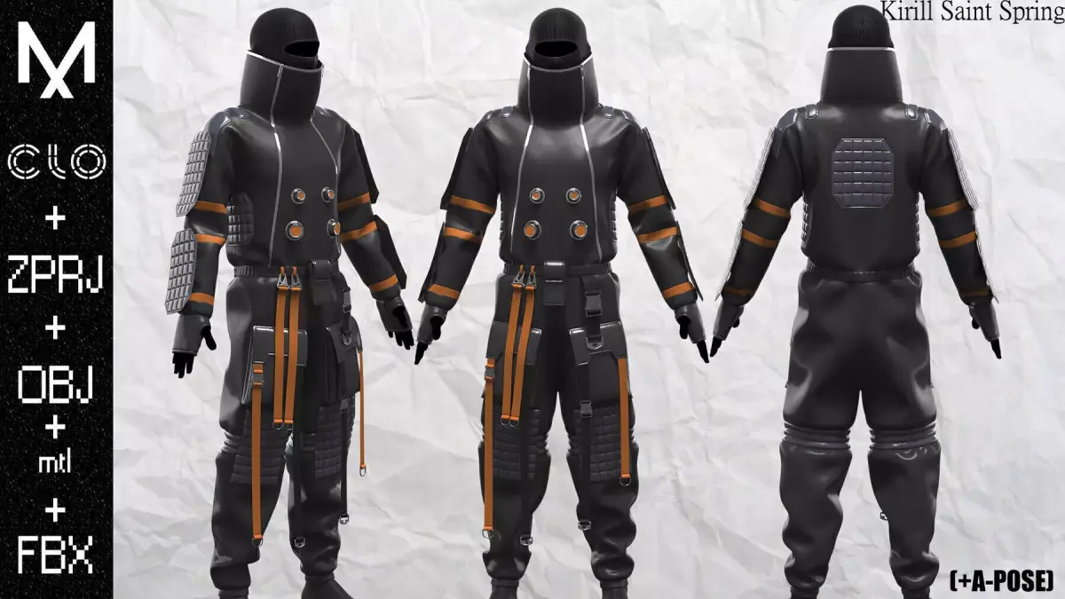 Sci fi Outfit Male Marvelous designer Clo3d OBJ mtl FBX ZPRJ 3D model shop