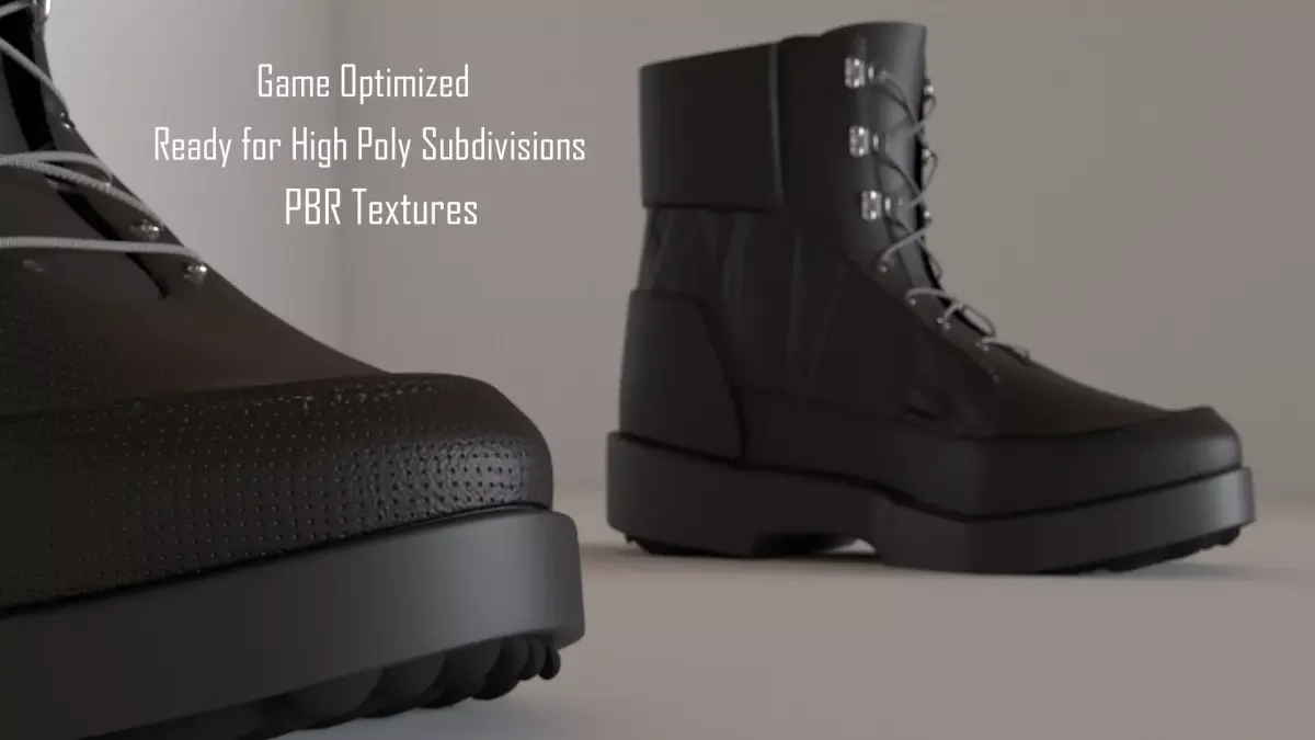 Military Style Boots Low-poly 3D model