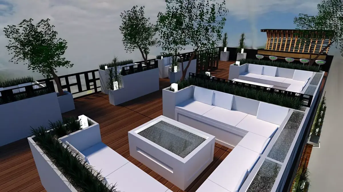 roof top terrace lounge bar Low-poly 3D model