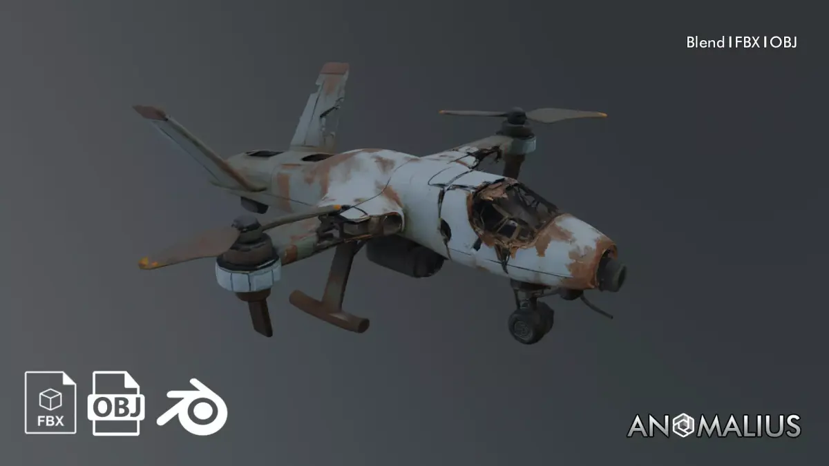 VTOL aircraft wreck 3D model