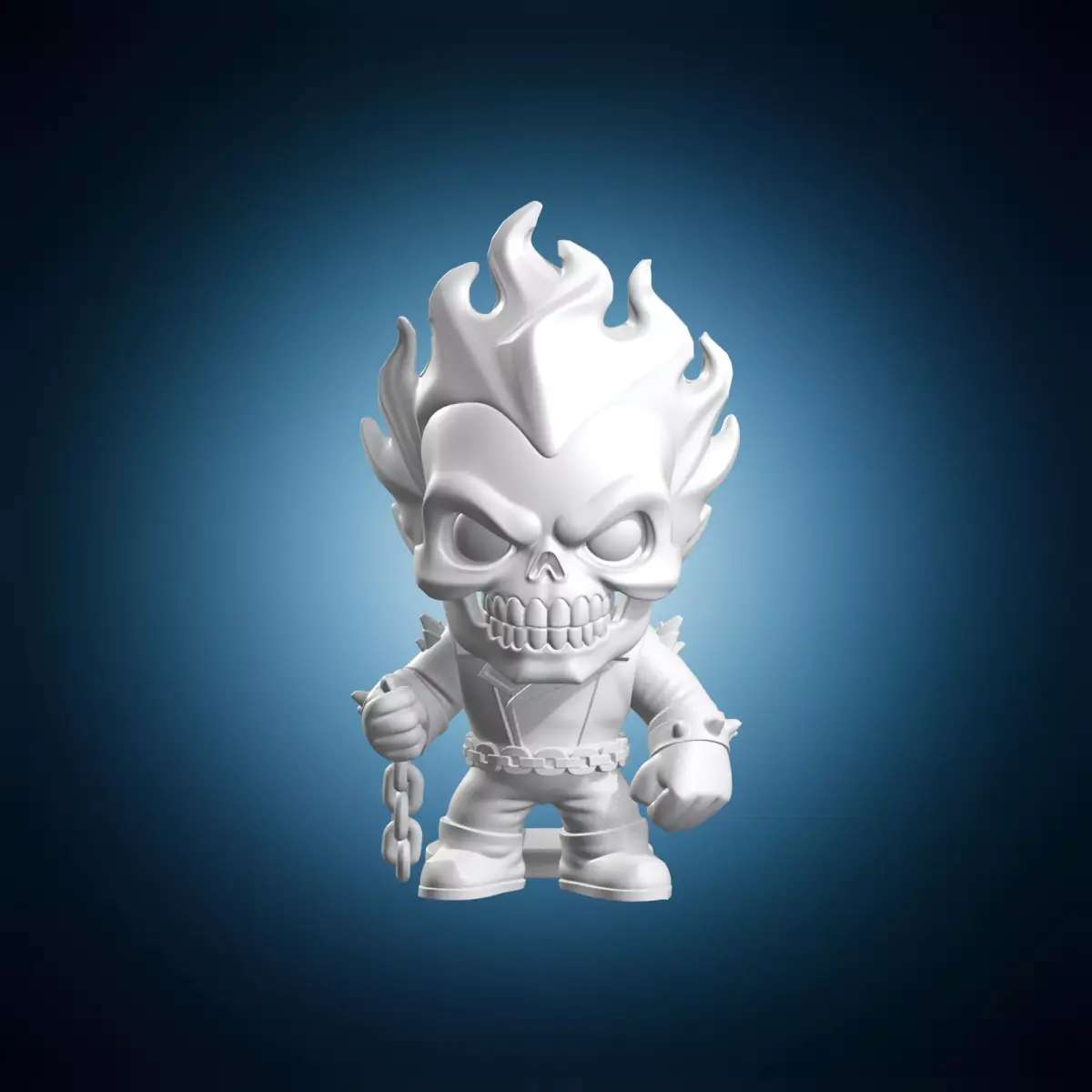 Flaming Skull Biker Character 3D print model
