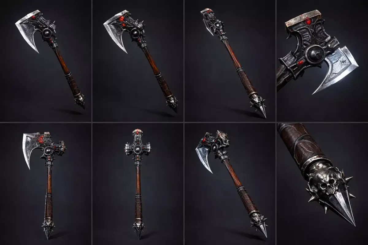Skull Reaper Battle Axe Low-poly 3D model