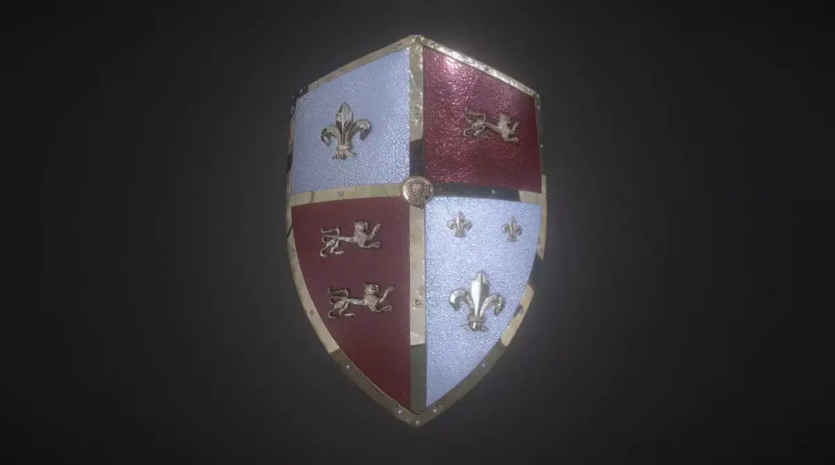 Medieval Royal Crusader Knight Armor Shield Low-poly 3D model