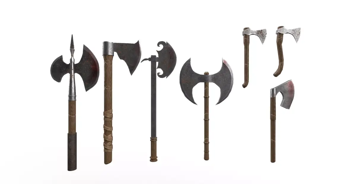 Medieval Axes Pack Low-poly 3D model