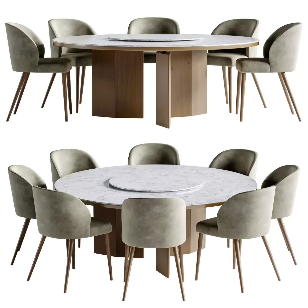 Dinning Set Morgan round table  Minotti dining chair Free 3D model