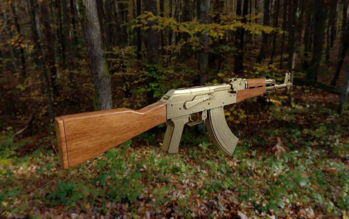 AK47 Golden Version01  GameReady  Low-poly 3D model
