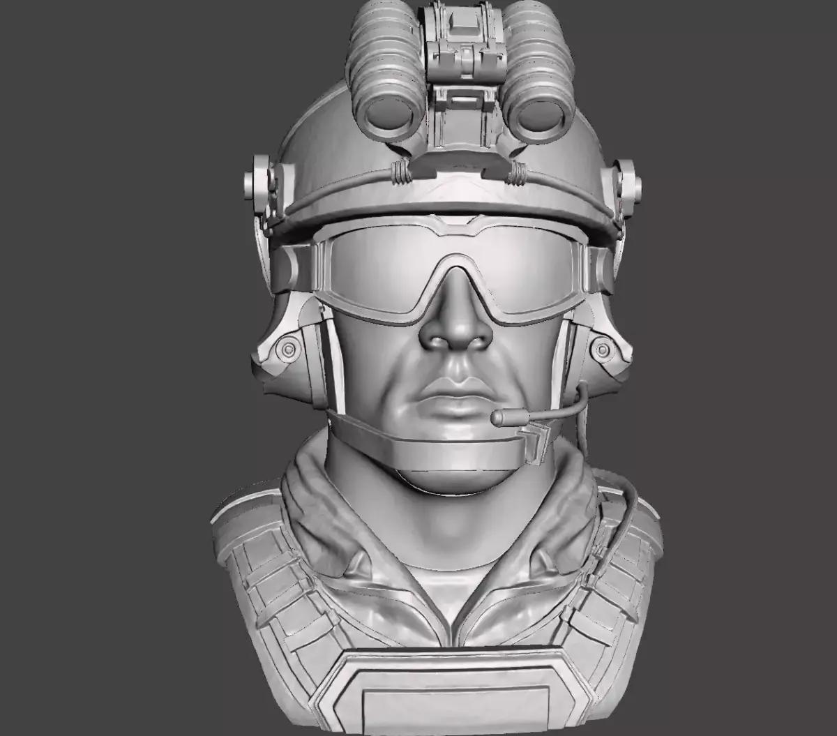Modern Tactical Soldier Bust  Military Helmet Figure  3D print model