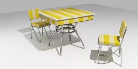 Chairs and square table Free 3D model