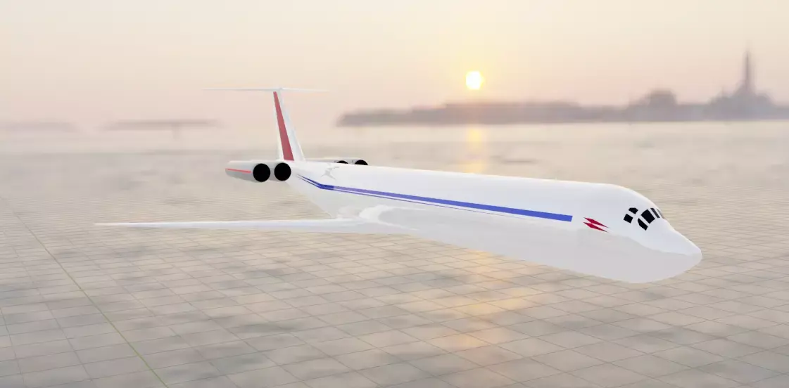 Il-62M Style Quad Jetliner - Custom Soviet Plane Low-poly 3D model