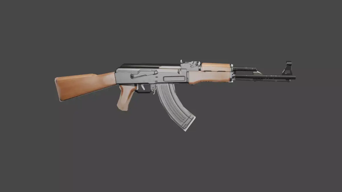 Ak-47 ak - rifle Low-poly 3D model 6