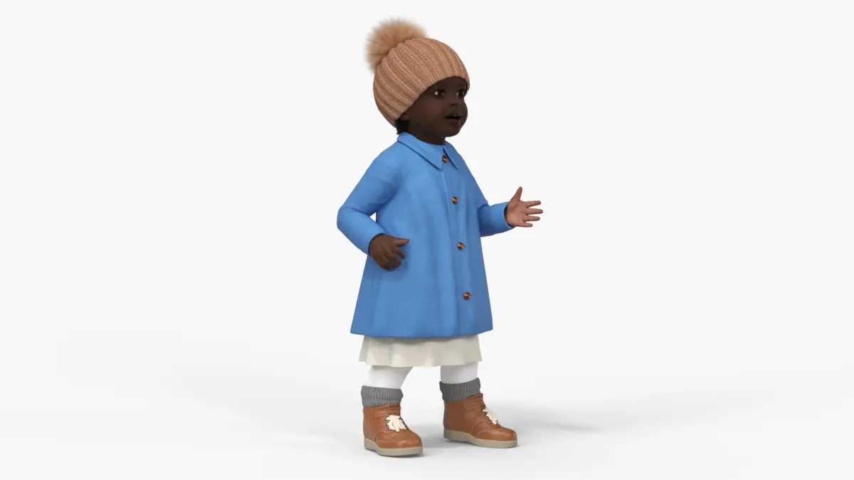 Little Black Girl Everyday Autumn Clothes Fur Rigged 3D model purchase