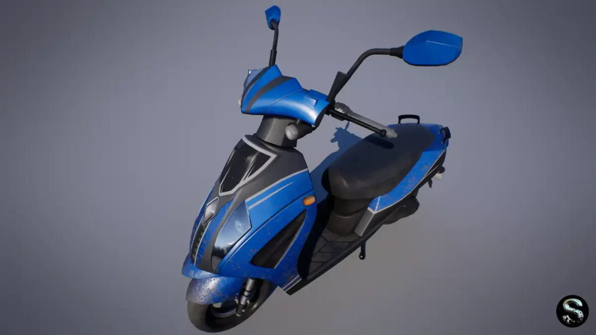 Scooter Low-poly 3D model 6