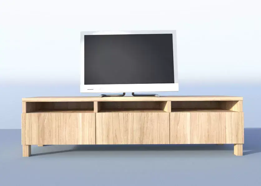 wooden TV stand with TV Free 3D model