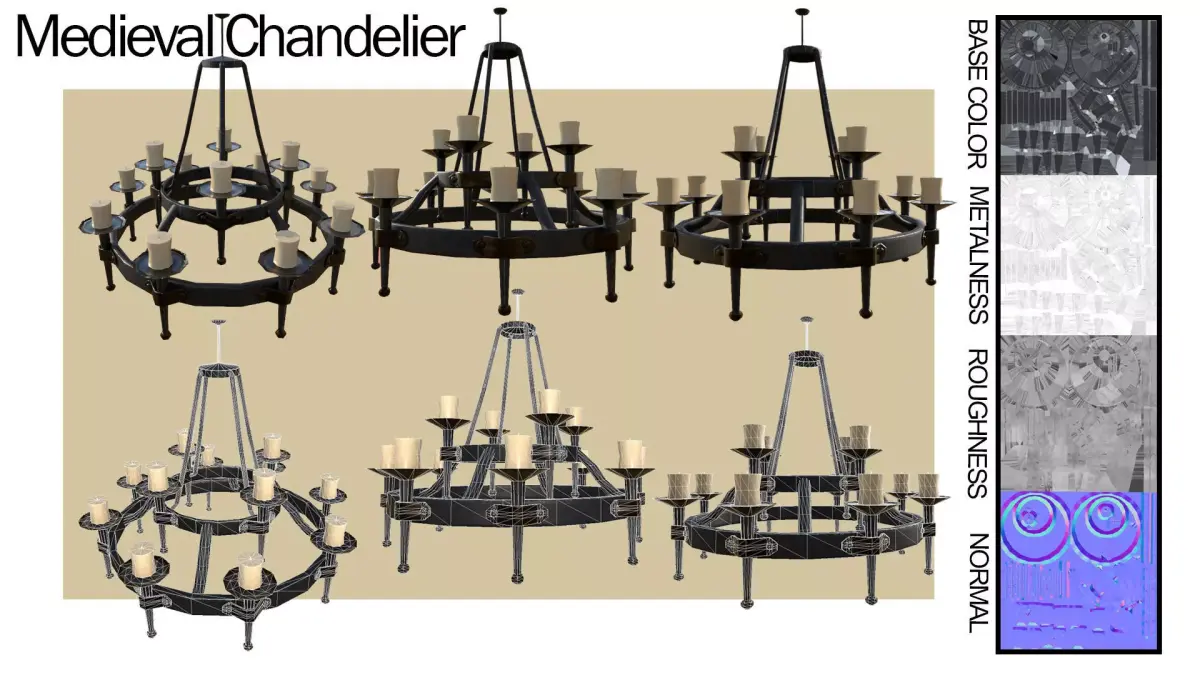 Medieval Chandelier Free 3D model