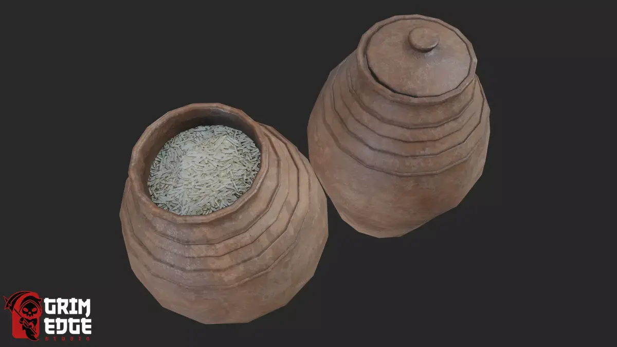 Medieval Storage Pot Pack Low-poly 3D model