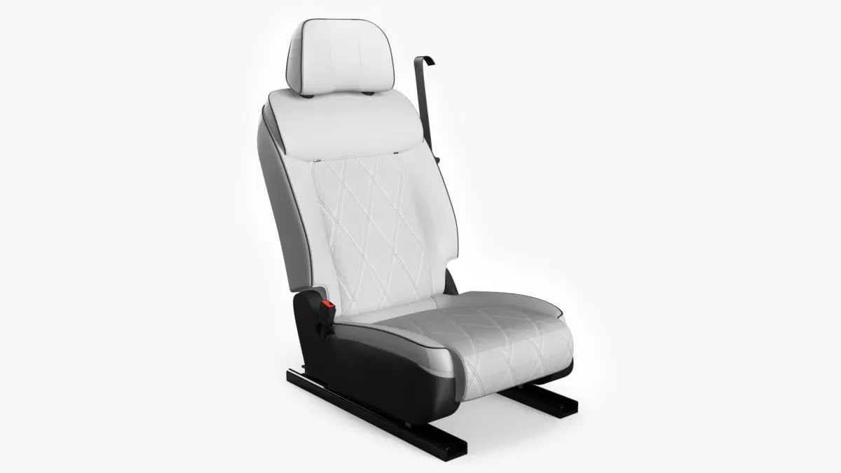 White Leather Car Seat with Seatbelt 3D model
