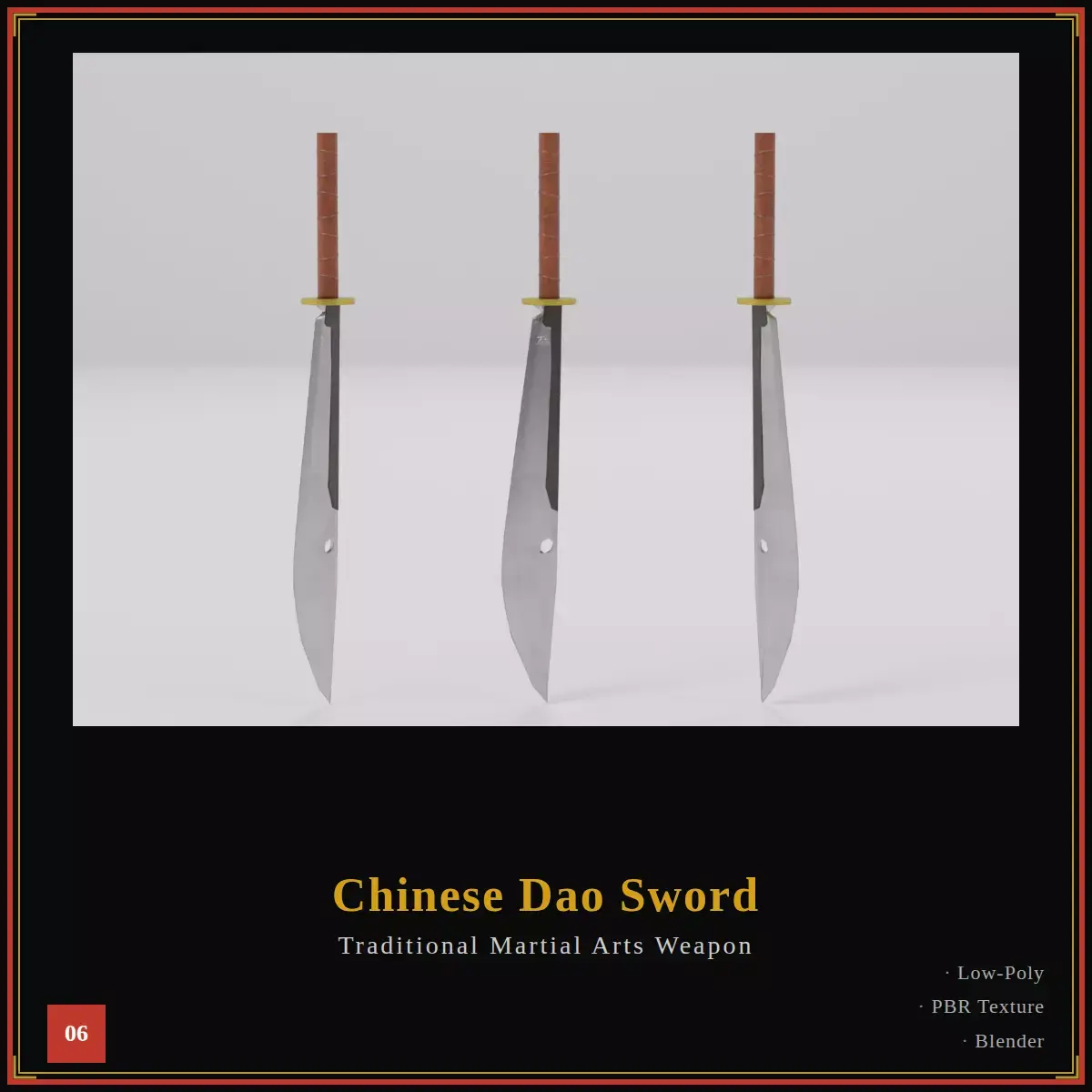 Chinese Dao Sword - Traditional Martial Arts Weapon 06 Low-poly 3D model