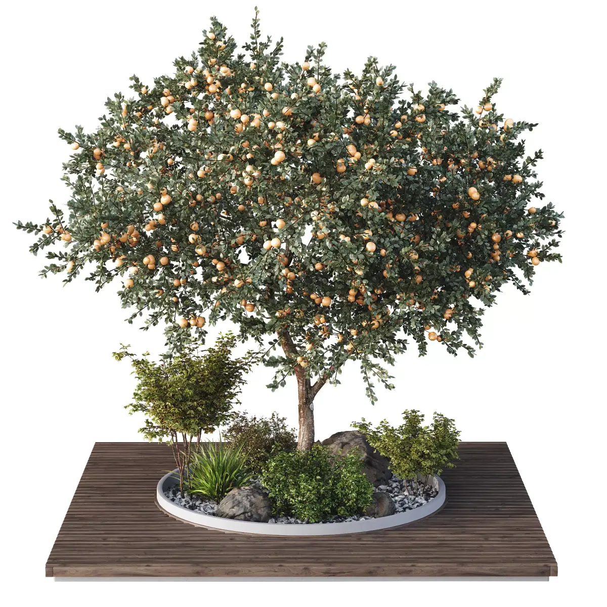 HQ Tree and bush garden box outdoor VOL 01 Free 3D model