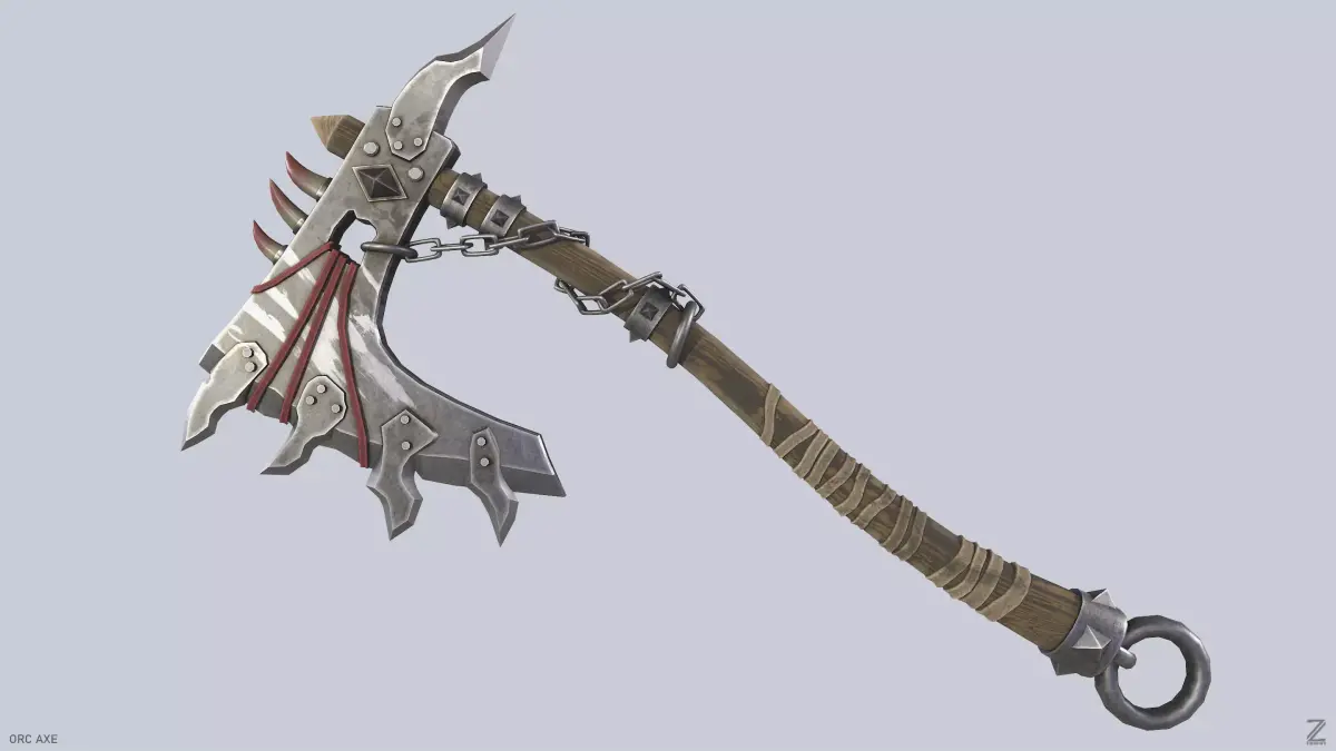 Orc axe Low-poly 3D model order