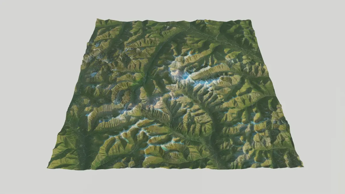 Arrigetch Peaks Alaska 3D Landscape 40km x 40km 5m DEM 3D model