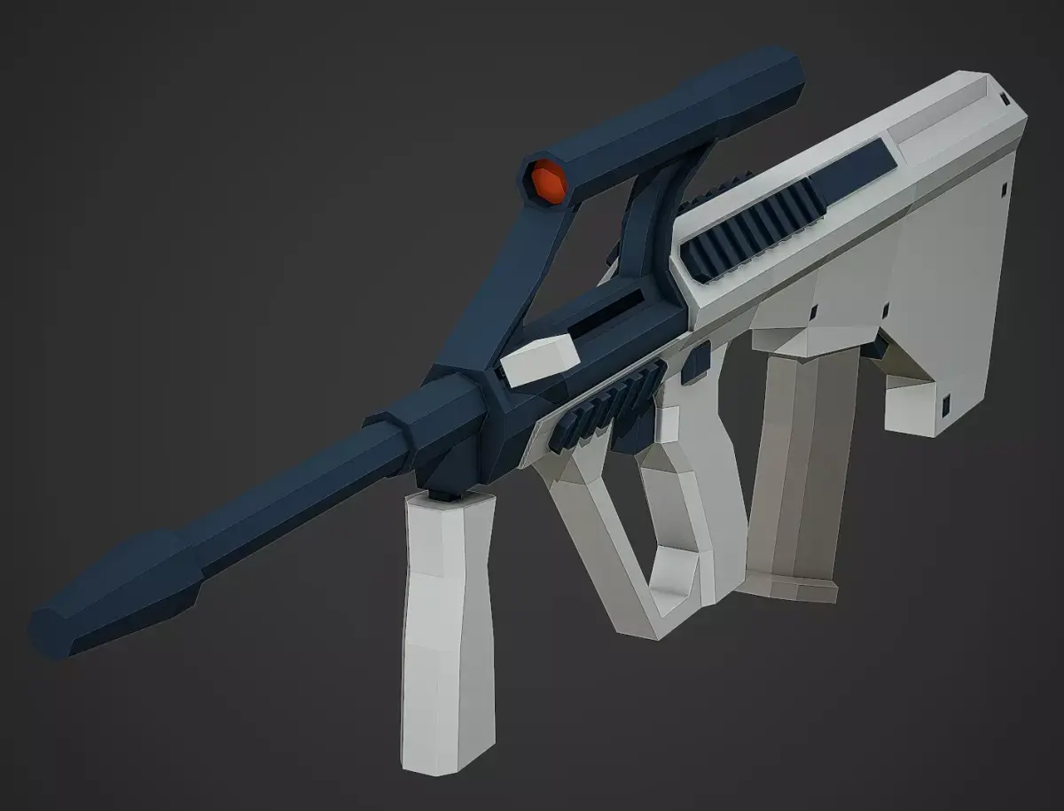Stylized Steyr Aug A1 Low Poly Mobile Ready Low-poly 3D model