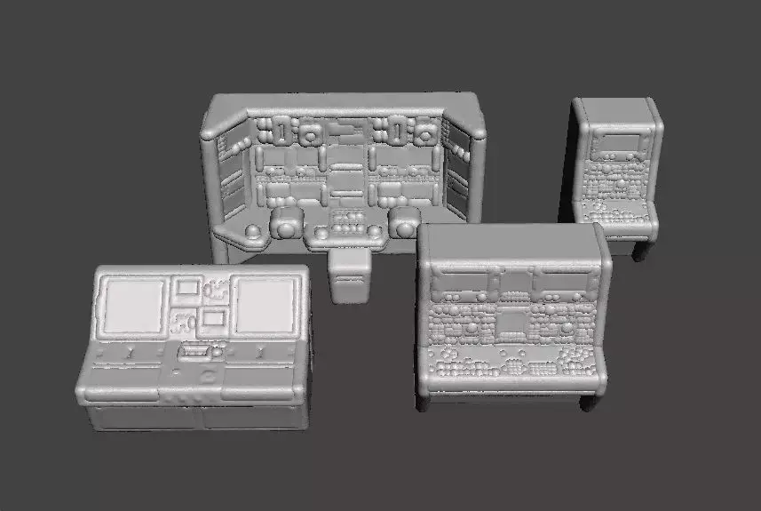 6MM SCALE COMPUTER TERMINALS MINIATURE MODELS SET FOR SCIFI GAME 3D print model