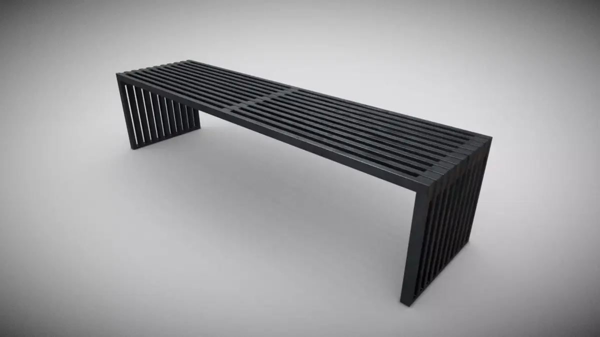 Small Metal Outdoor Bench Low-poly 3D model