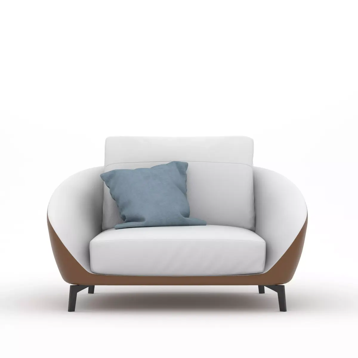  White Leather Sofa 1 Seater Free 3D model
