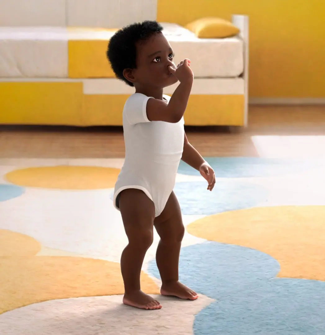 One Year Old Black Boy in Bodysuit Rigged for Maya 3D model purchase