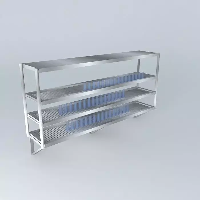 Kit stainless steel shelf with bottles Free 3D model