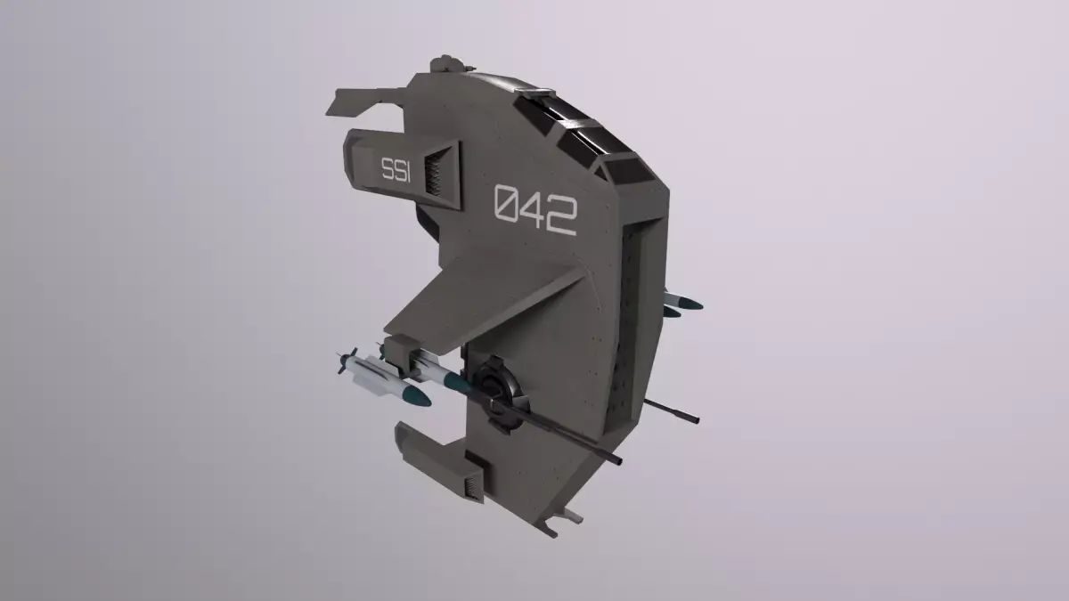  starship fighter lowpoly model SCI fi Low-poly 3D model