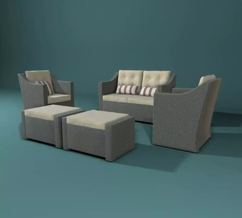 Outdoor Wicker Set Free low-poly 3D model