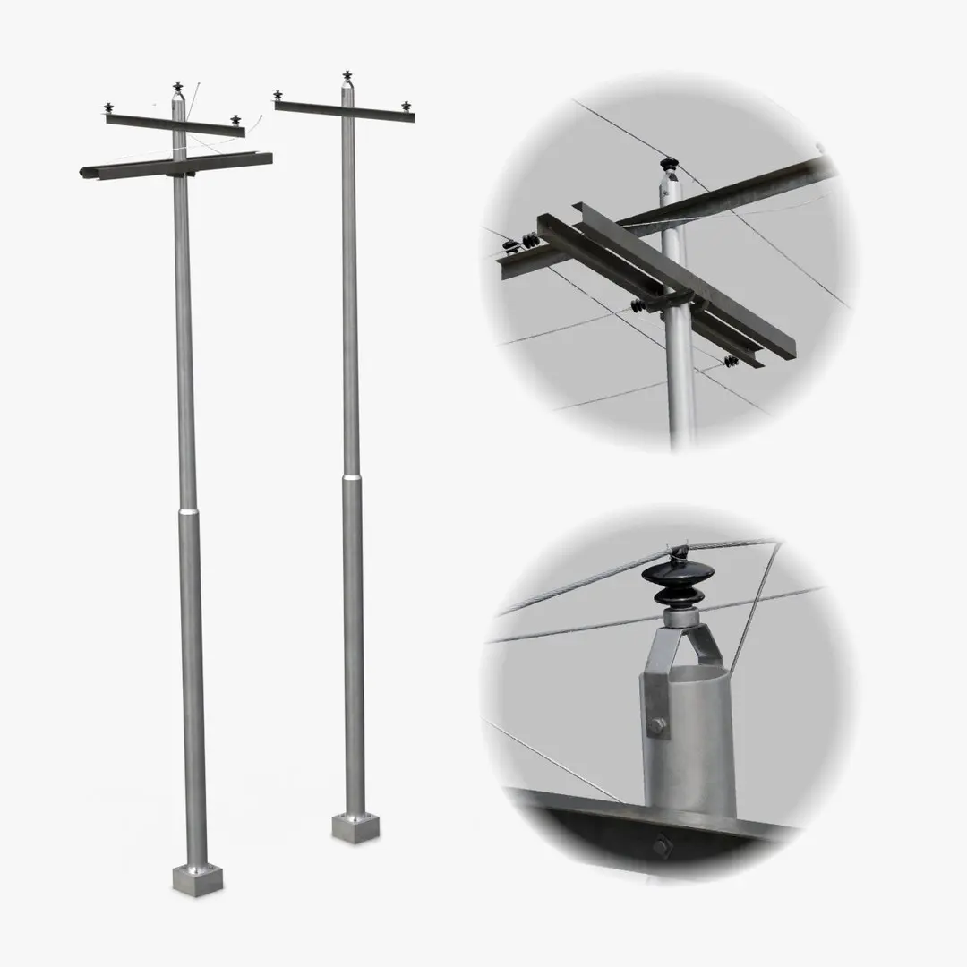Utility Pole - Metal Mast with Single Crossarms 3D model
