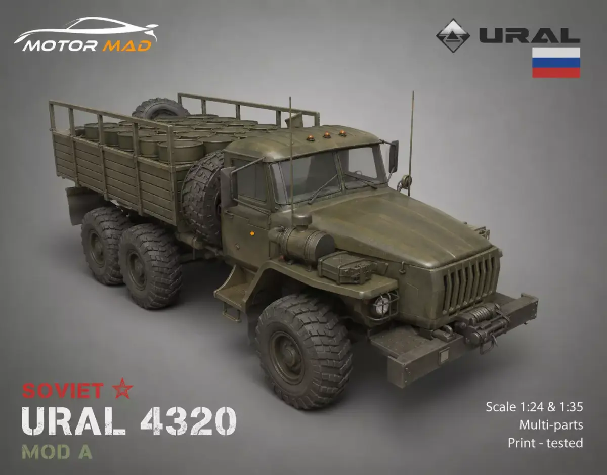 Soviet Ural-4320 MOD A - Heavy Duty 6x6 Truck 3D print model