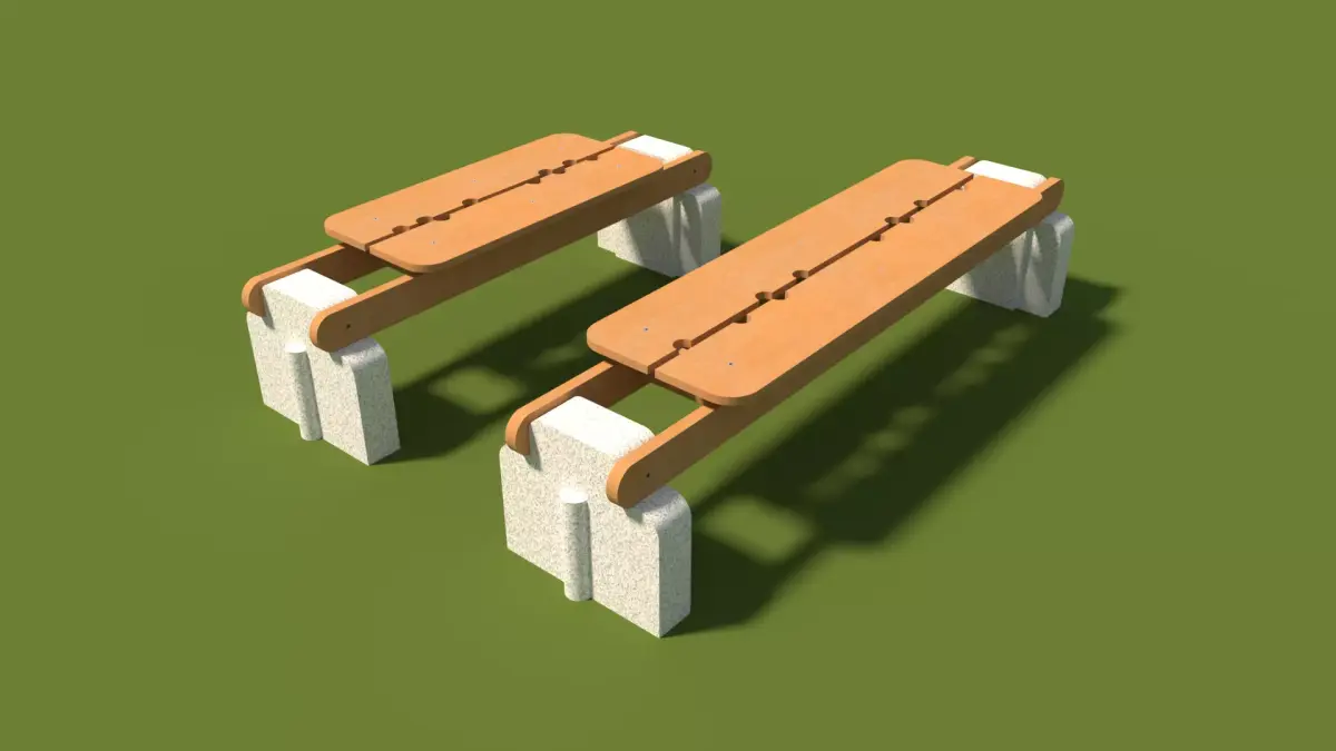 Modern Wooden Bench Free 3D model