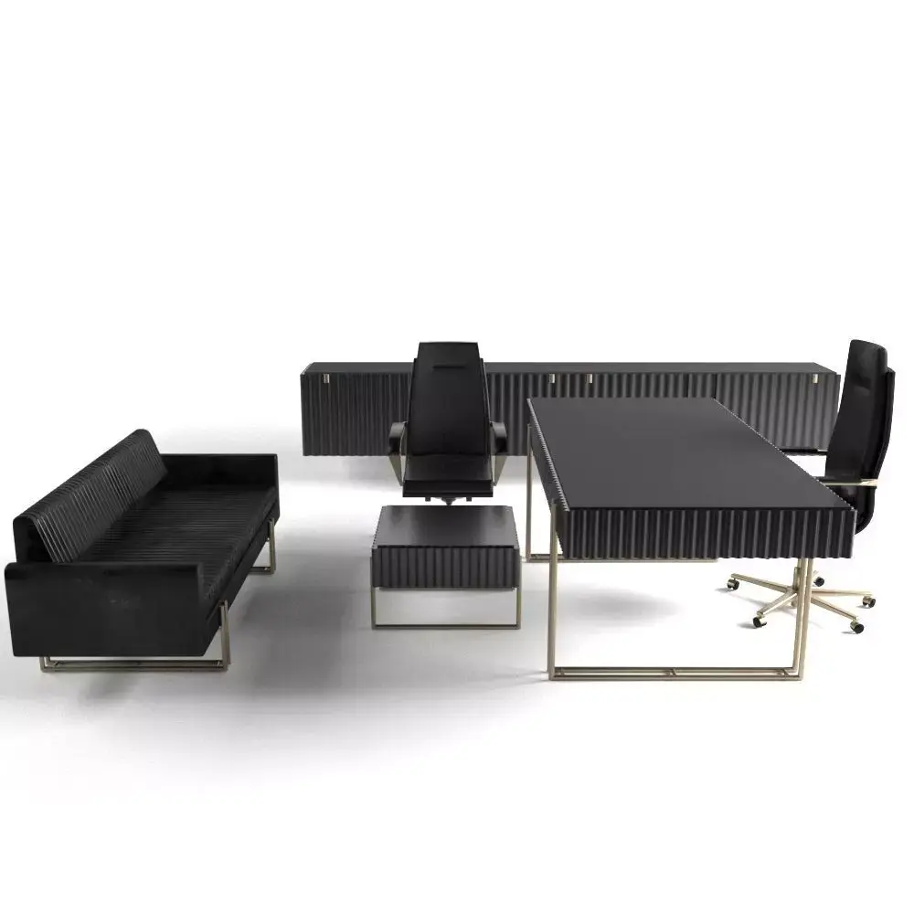 Modern Office Furniture Black Gold best quality boss room Low-poly 3D model
