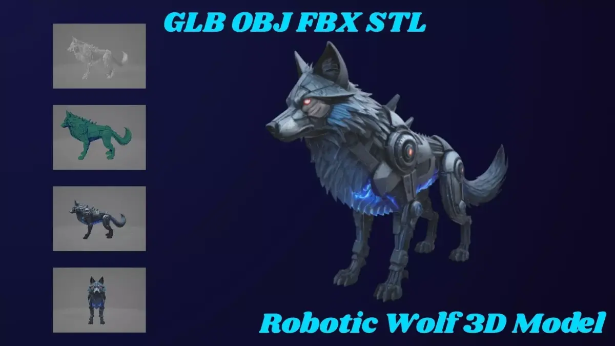 Robotic Wolf  - High Poly 3D model