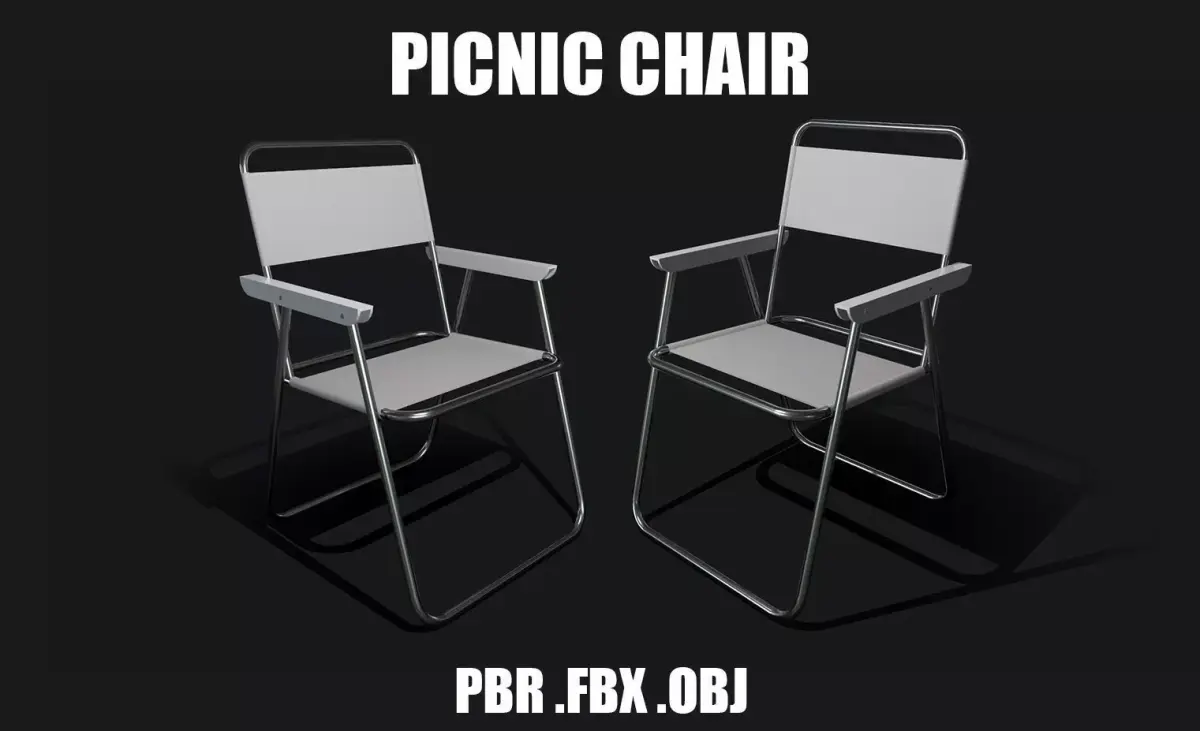 PBR Low Ploy Picnic Chair Low-poly 3D model Low-poly 3D model