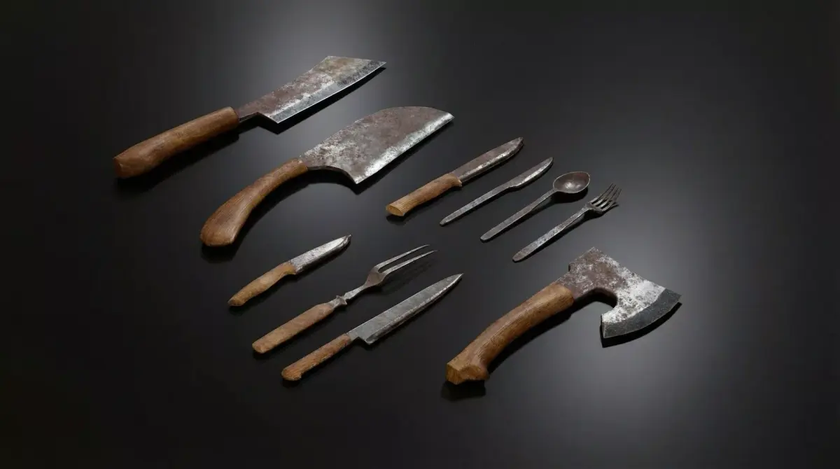 Knifes and axe Tools Pack Low-poly 3D model