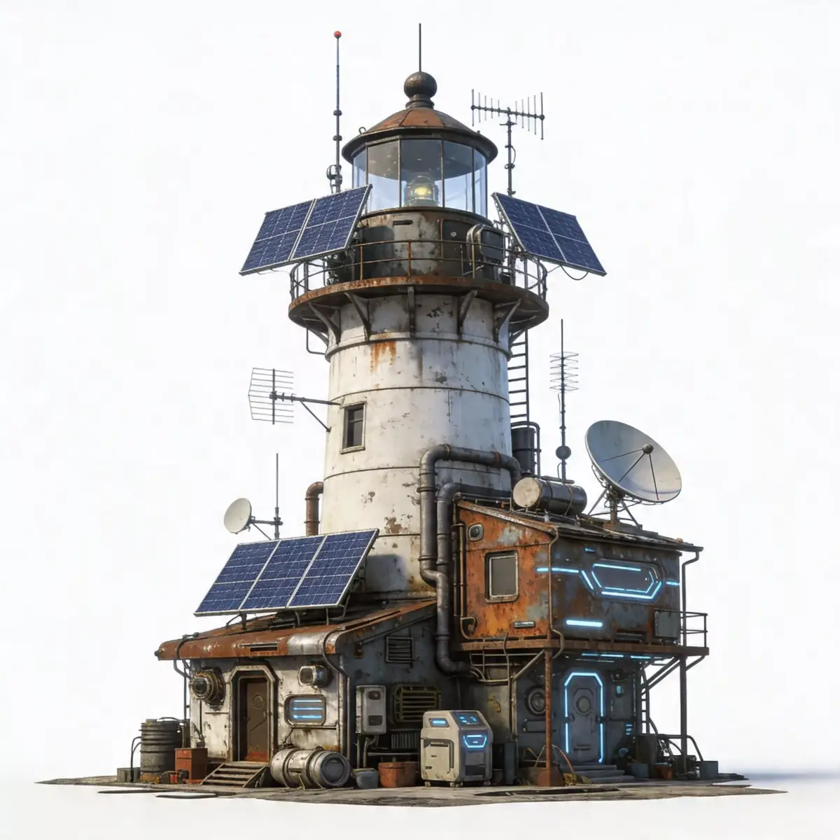Cyber-Wasteland Survivor Lighthouse 3D Model Low-poly 3D model