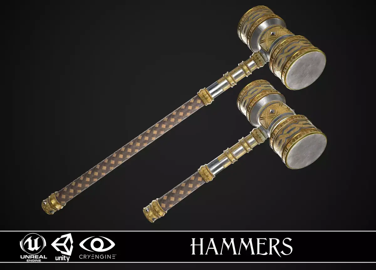 Fantasy Hammers 01 3D Model Pack