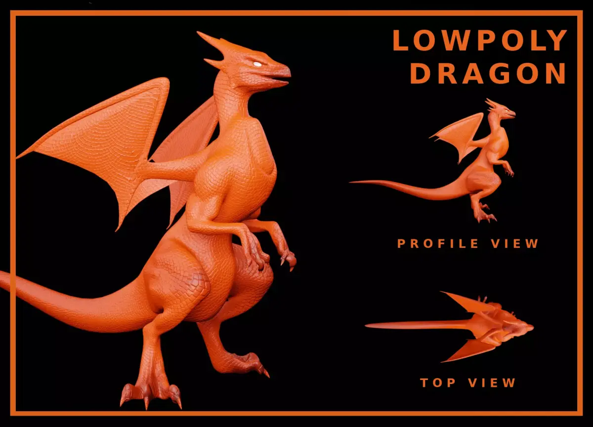 Lowpoly Rigged Flying Dragon Low-poly 3D model purchase