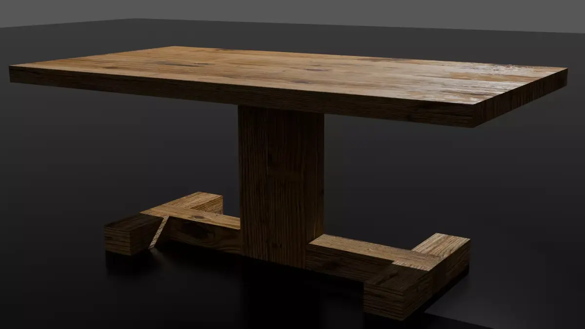 Rustic wooden table low poly Free low-poly 3D model