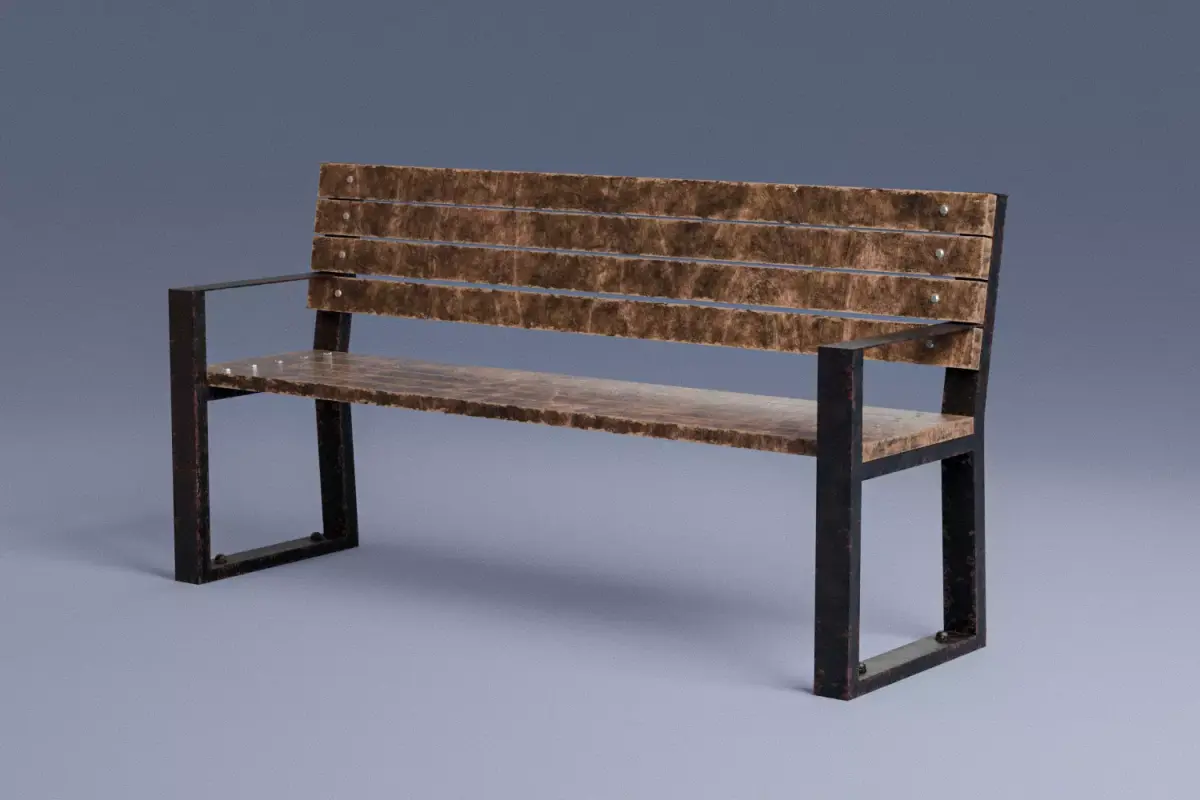Park bench Free low-poly 3D model 2