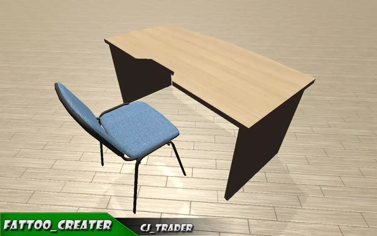Office reception furniture set low poly 3d model Low-poly 3D model
