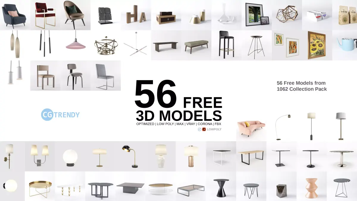 Free Pack - 56 Models Free low-poly 3D model