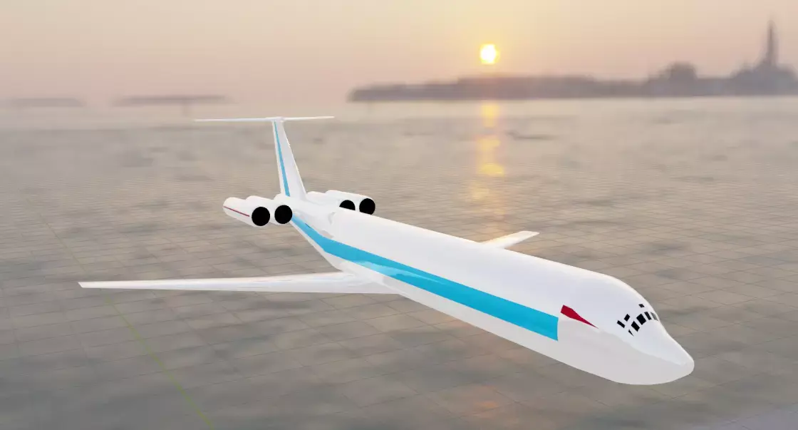 Il-62 Style Quad Jetliner - Custom Soviet Plane Low-poly 3D model