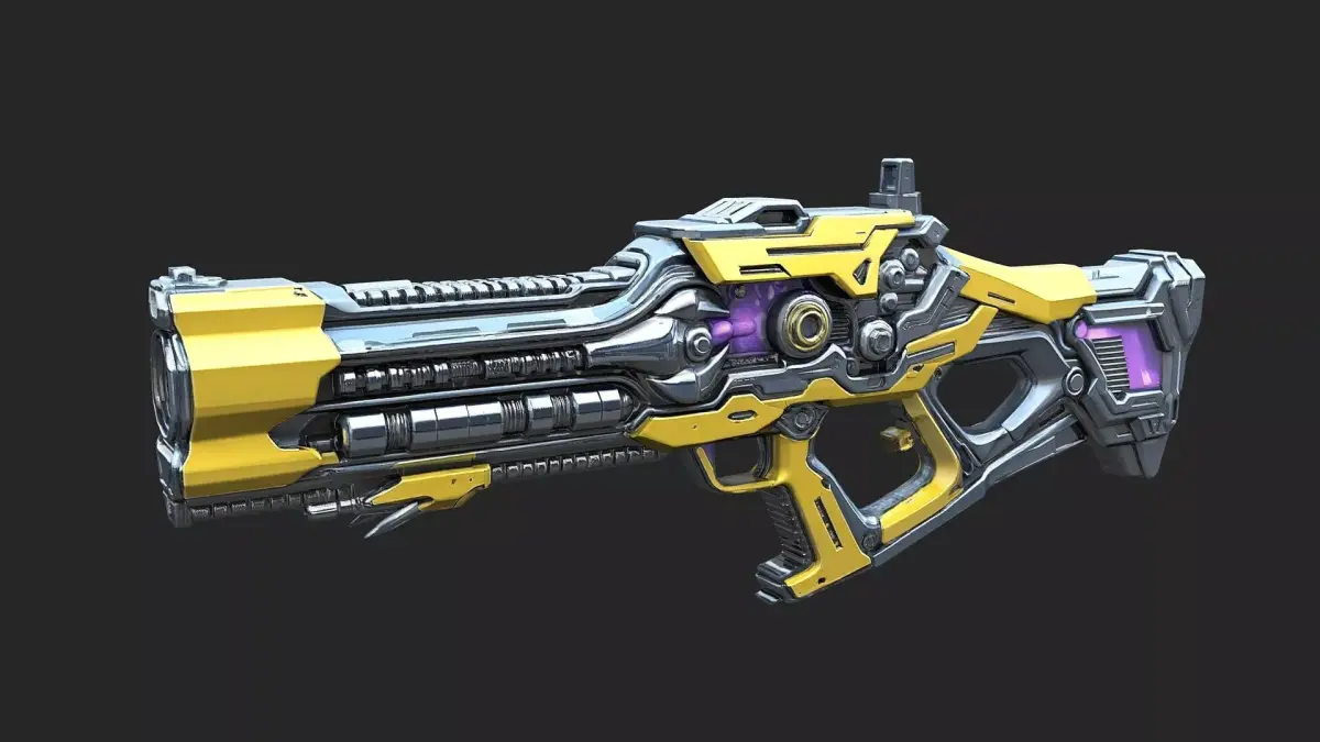 Futuristic yellow high energy rifle High Poly Resolution  3D model