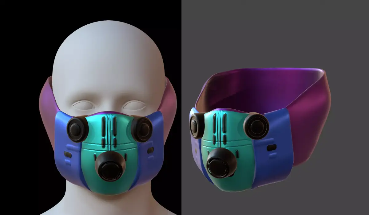 Gas mask helmet 3d model scifi Low-poly  Low-poly 3D model 547