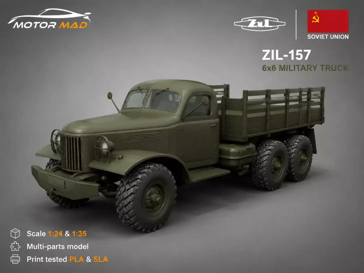 ZiL-157 6x6 Soviet Military Truck - Cold War Workhorse 3D print model